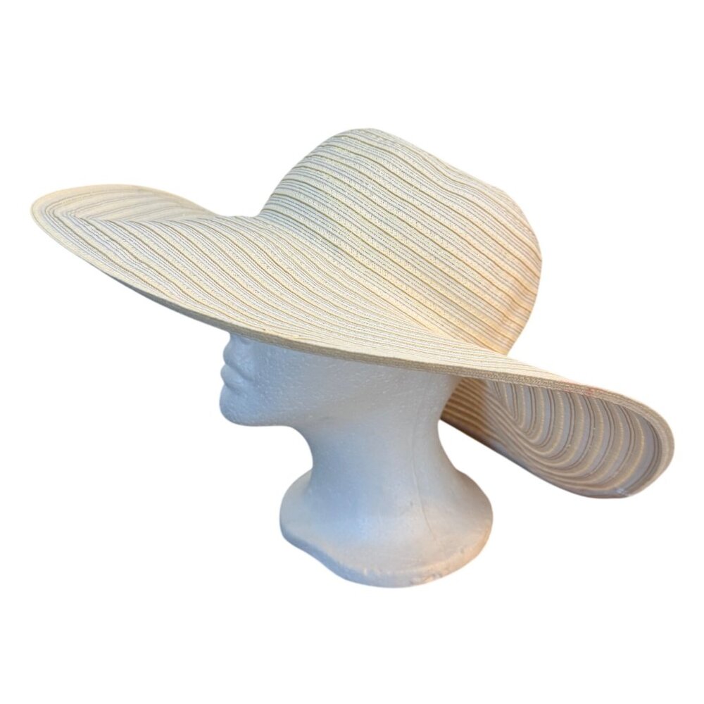 Betmar NY Beach Sun Hat Wide Brim Floppy UPF 50 Resort Fashion Ivory Cruise Chic